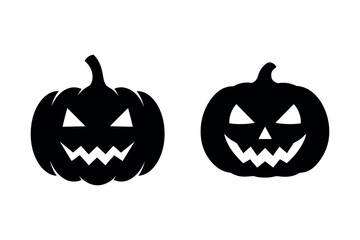 Vector icon two jackolanterns, carved with spooky faces
