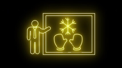 icon of a person presenting on a board and icon of a snow glove - Powered by Adobe