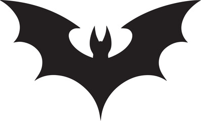A stark black silhouette of a bat with its wings spread wide, creating a dramatic and iconic shape.
