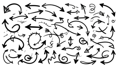 Big Set of Hand Drawn Arrow Doodles on White Background.