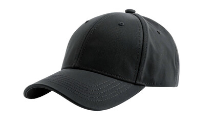 Black Baseball Cap Isolated on White Background.