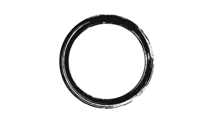 Black ink circle brush stroke on white background 1.