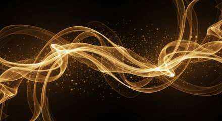 Dynamic Golden Particle Stream: Abstract Digital Energy Flow on Dark Background