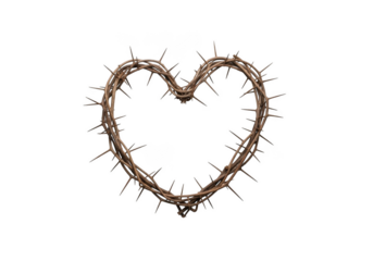 Heart shaped crown of thorns symbolism christian passion easter lent crucifixion religion isolated on transparent background