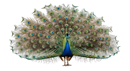 Majestic Peacock Displaying Its Stunning Tail Feathers.