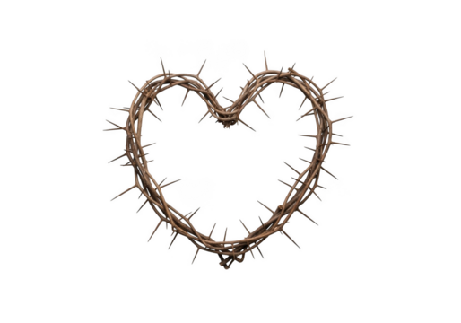 Heart shaped crown of thorns symbolism christian passion easter lent crucifixion religion isolated on transparent background
