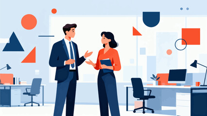 Obraz premium Business colleagues having a conversation in office