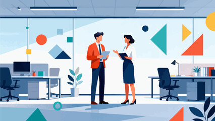 Two professionals discussing in modern office