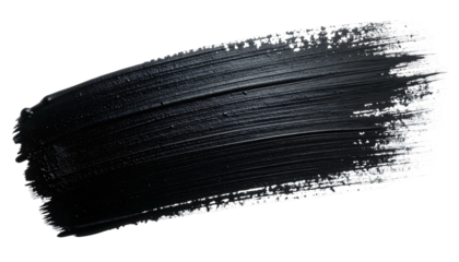 Black paint stroke on white background artistic abstract.