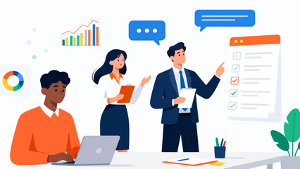 Business team collaborating in office setting