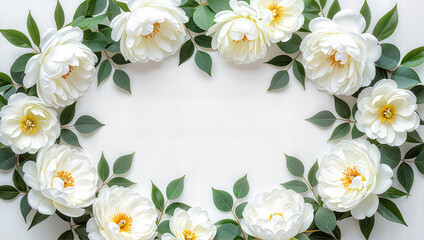 Obraz premium White Camellia Floral Frame on Light Background