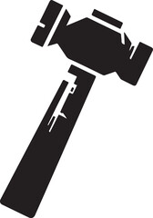 Black silhouette of a stylized hammer with a thick handle