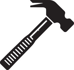 Black silhouette of a stylized hammer with a thick handle