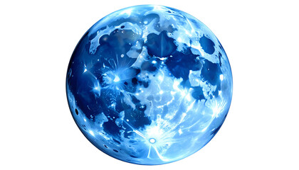 Blue Moon Isolated on White Background.