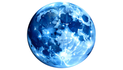 Blue Moon Isolated on White Background.