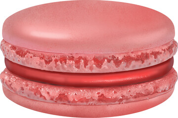 Sweet French snack macaron strawberry flavor illustration.