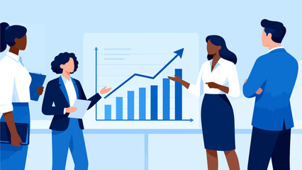 Business team reviewing growth chart