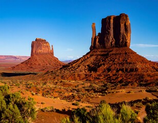 Monument Valley sandstone buttes under a clear sky
