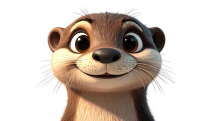 Charming Cartoon Otter Portrait with Expressive Eyes.