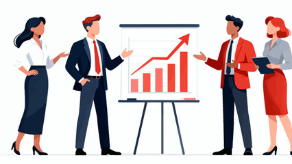 Business team presenting growth chart