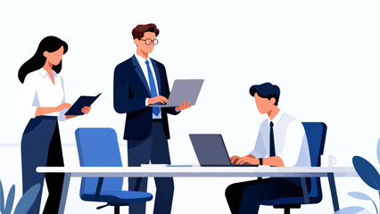 Business team collaborating at office desk