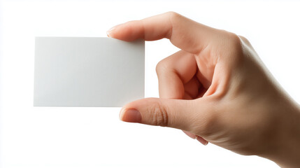 Obraz premium Hand holding blank white business card for mockup