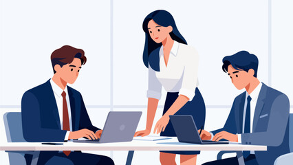 Business team collaborating at office desk