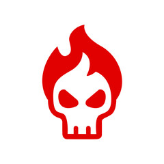 Flaming Skull Illustration – Red and Black Fire Horror Emblem