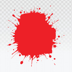 Abstract red ink splatter with energetic grunge texture. Perfect for text overlays, artistic backgrounds, urban design, marketing materials, posters, and creative projects requiring a bold paint 