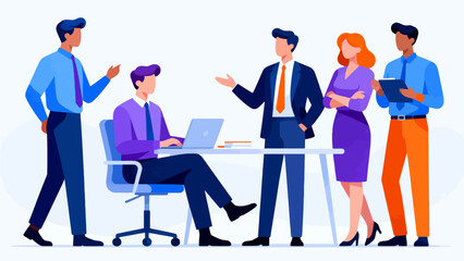 Business team collaborating around desk