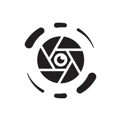Spinning shutter mark icon. Rotating shutter emblem, dynamic, tech, photo logo.
