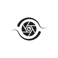 Flowing lens icon. Circular lens with wave accents, motion, creative photography.