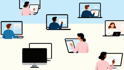 People using computers and laptops