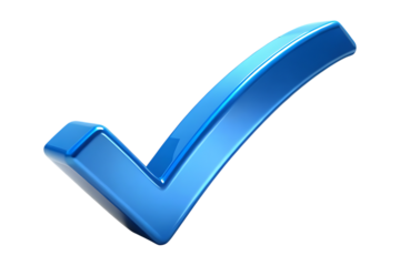 3D Blue Check Mark on Transparent Background High Resolution Render
