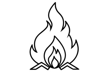 line art Campfire silhouette illustration isolated on white background