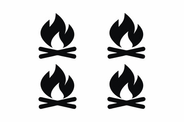 set of Campfire  icon silhouette illustration isolated on white background