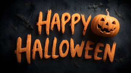 Creepy editable Halloween text with spooky carved pumpkin design