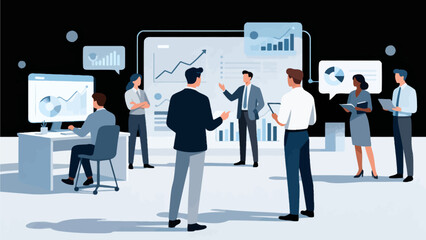 Business team analyzing data charts