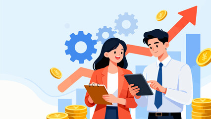 Business people reviewing financial data