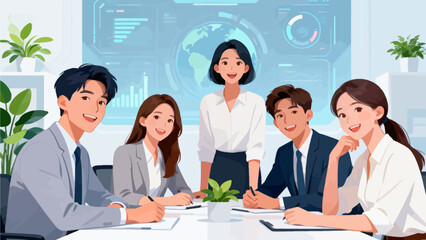 Business team in modern office meeting