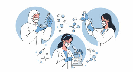 Team of scientists conducting research in a laboratory for medical advancements