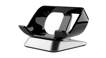 Stylish black and silver stand for electronic devices modern design.