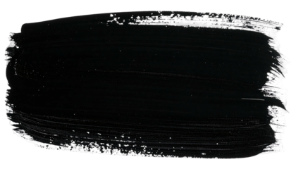 Thick black paint brush stroke on a white background.