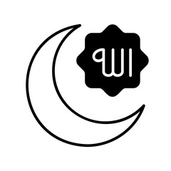Crescent moon with calligraphy