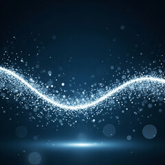 Dynamic Blue Particle Wave Background. Futuristic Digital Energy Flow Concept. Abstract Glowing Light Stream. Technology, Science, and Data Visualization Design Element.