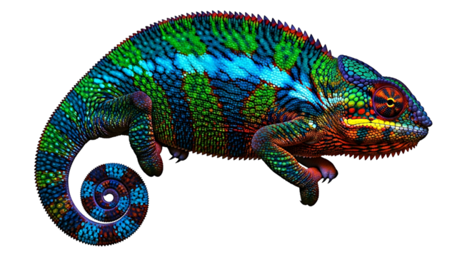 Vibrant Panther Chameleon Isolated on a Clean White Background. - Powered by Adobe