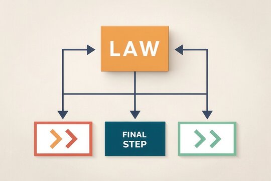 Diagram of arrows leading to the Law box and final step