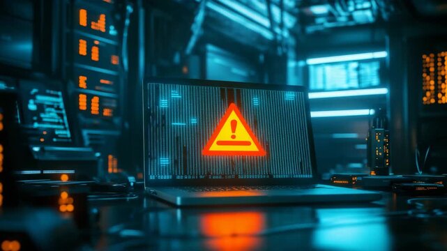 Glowing Orange Triangle Warning Sign, System Error