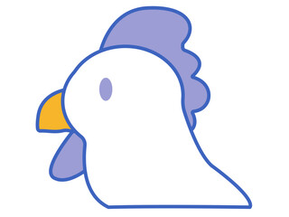 シンプルで青とさかのニワトリイラスト
