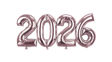 Celebrating the dawn of a new year with rose gold balloons shaped like the number 2026.